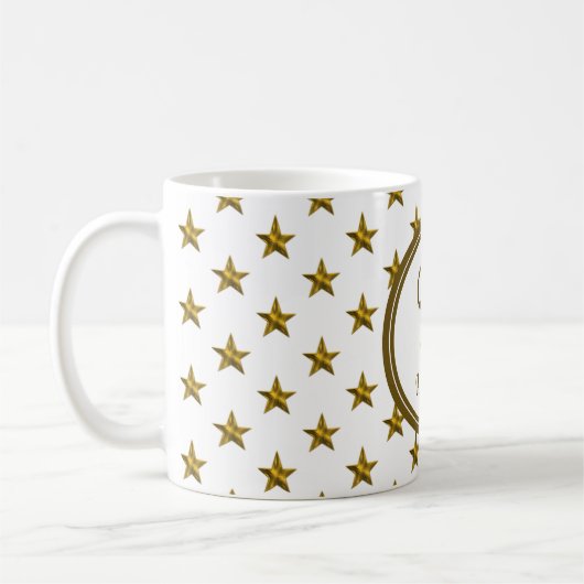 Monogram Gold Star Pattern Persoonlijk Initiaal Koffiemok (Links)