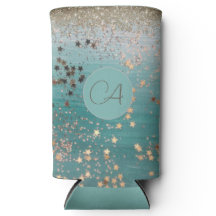 Monogram Gold Stars op Blauwgroen