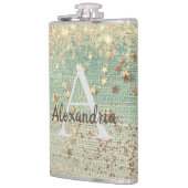 Monogram Gold Stars op Zee Green Flask Heupfles (Links)