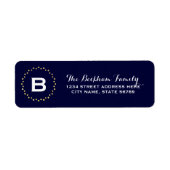 Monogram Gold Stippen Return Address Label / Navy (Voorkant)
