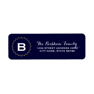 Monogram Gold Stippen Return Address Label / Navy