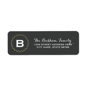 Monogram Gold Stippen Terug Adres label / Grijs