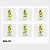 Monogram Gold Sunflower Girly Floral Initiaal I Vierkante Sticker (Vel)