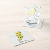 Monogram Gold Sunflower Girly Floral Initiaal J Kartonnen Onderzetters (Insitu)