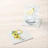 Monogram Gold Sunflower Girly Floral Initiaal P Kartonnen Onderzetters (Insitu)