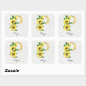 Monogram Gold Sunflower Girly Floral Initiaal P Vierkante Sticker (Vel)