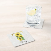 Monogram Gold Sunflower Girly Floral Initiaal T Kartonnen Onderzetters (Insitu)