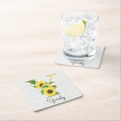 Monogram Gold Sunflower Girly Floral Initiaal Y Kartonnen Onderzetters (Insitu)