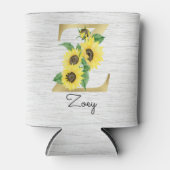 Monogram Gold Sunflower Girly Floral Initiaal Z Ca Blikjeskoeler (Voorkant)