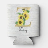 Monogram Gold Sunflower Girly Floral Initiaal Z Ca Blikjeskoeler (Achterkant)