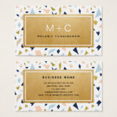 Monogram Gold Terrazzo Visitekaartjes (Voorkant /achterkant)