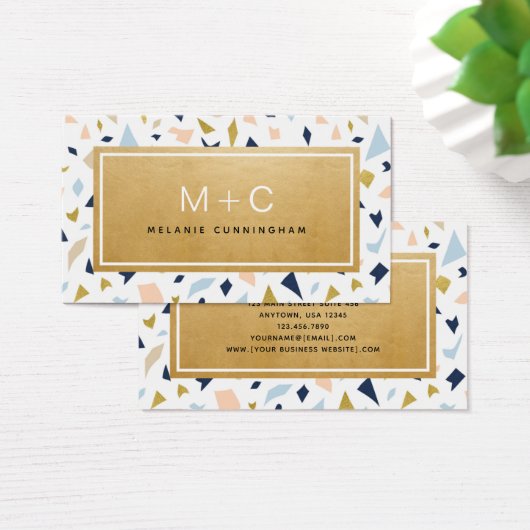 Monogram Gold Terrazzo Visitekaartjes (Bureau)