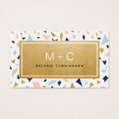 Monogram Gold Terrazzo Visitekaartjes (Voorkant)