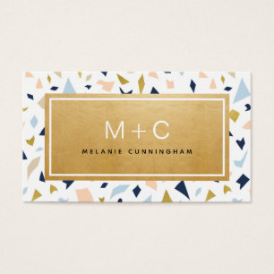 Monogram Gold Terrazzo Visitekaartjes
