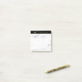 Monogram Gold Text White Marble Elegant Sjabloon Post-it® Notes (Op bureau)