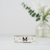 Monogram Gold Trim | Rozen en Polka Dots Mini Visitekaartje (Staand voorkant)