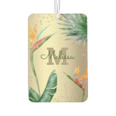 Monogram Gold Tropical Palm Foliage Floral Script Luchtverfrisser (Achterkant)
