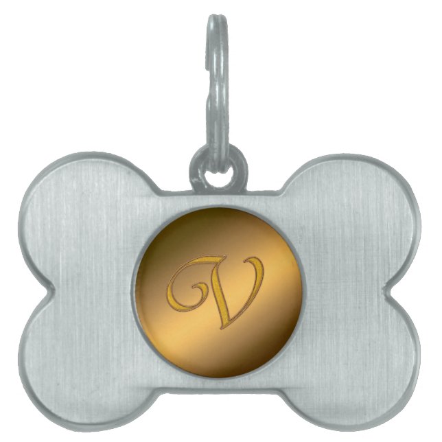 Monogram Gold V Huisdieren Naamplaatje (voorkant)