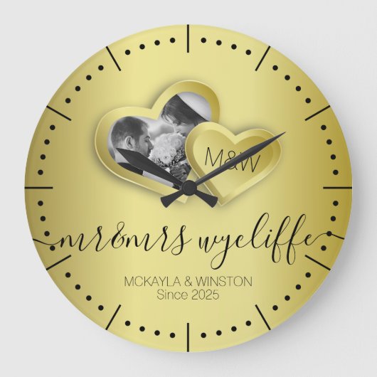 Monogram Gold Valentijn Papier Cutout Hartelijk fo Grote Klok (Voorkant)