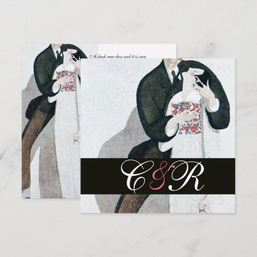 MONOGRAM GOLD VAN DE ROMANTISCHE BRIDE EN GROOM WE KAART (Voorkant / Achterkant)