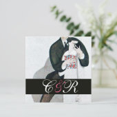 MONOGRAM GOLD VAN DE ROMANTISCHE BRIDE EN GROOM WE KAART (Staand voorkant)
