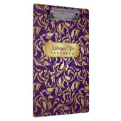 Monogram Gold Vourish Royal Paarse Luxe Klembord (Rechts)