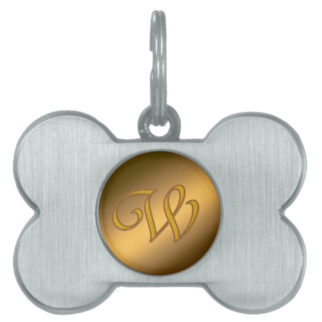 Monogram Gold W Huisdieren Naamplaatje (voorkant)