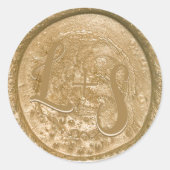 Monogram Gold Wax Envelope Seal Weddenkers Ronde Sticker (Voorkant)