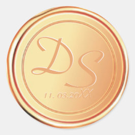 Monogram Gold Wax Seal Weddenkers Ronde Sticker
