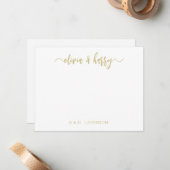 Monogram Gold White Wedding Note Kaart Notitiekaartje (Voorkant / Achterkant in situ)
