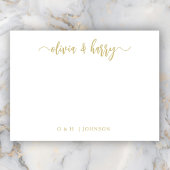 Monogram Gold White Wedding Note Kaart Notitiekaartje