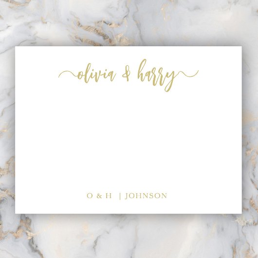 Monogram Gold White Wedding Note Kaart Notitiekaartje