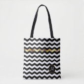 Monogram Gold, wit en zwart design Tote Bag (Voorkant)