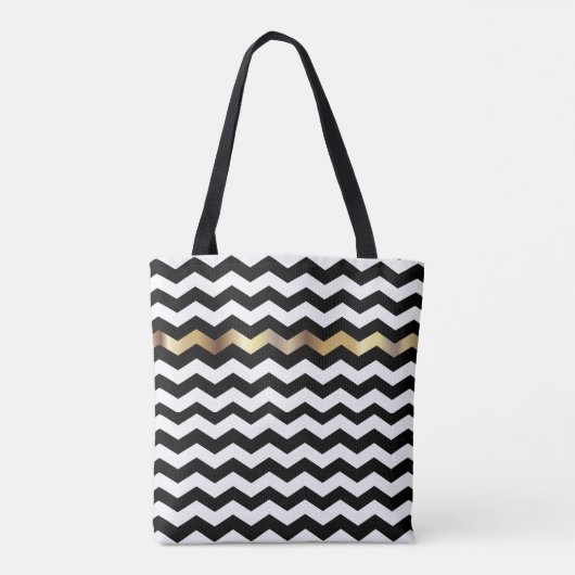 Monogram Gold, wit en zwart design Tote Bag (Achterkant)