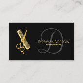 monogram GOLD Witte Haarstylist benoeming Visitekaartje (Voorkant)