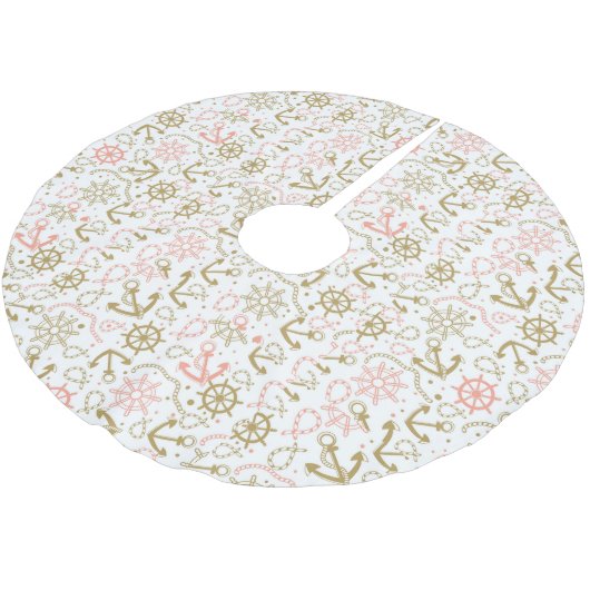Monogram Golden Anchor Pattern Kerstboom Rok (Gekanteld)