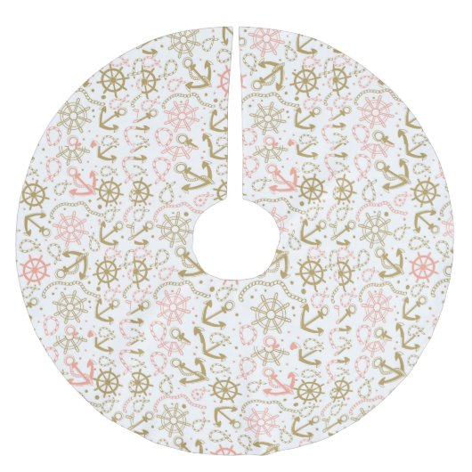 Monogram Golden Anchor Pattern Kerstboom Rok (Voorkant)