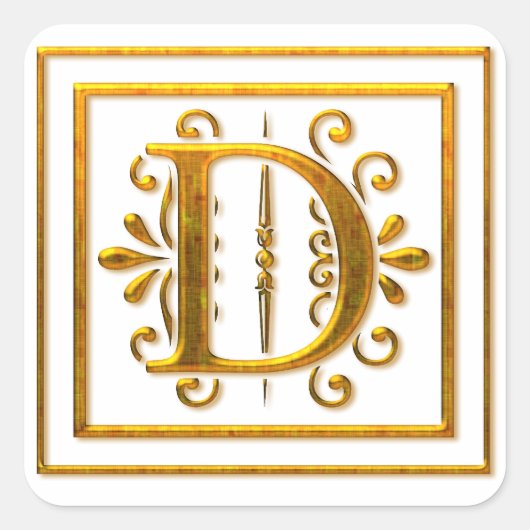 Monogram Golden D Elegant Stickers (Voorkant)