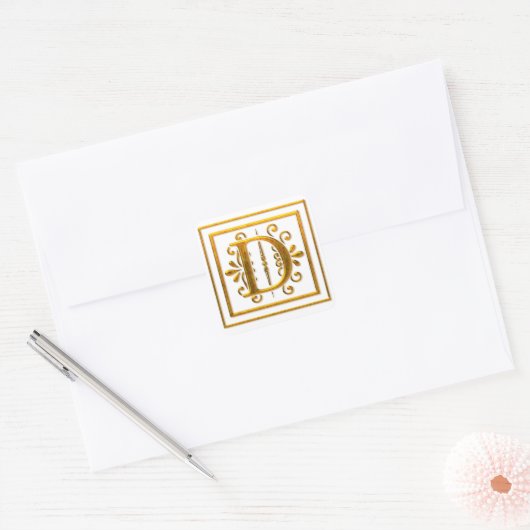 Monogram Golden D Elegant Stickers (Envelop)