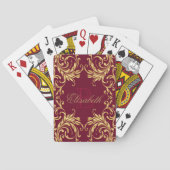 Monogram Golden Damask op Dark Red Speelkaarten (Achterkant)