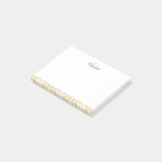 Monogram Golden Damask Post-it® Notes (Schuin)