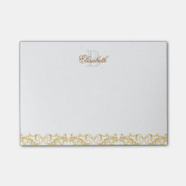 Monogram Golden Damask Post-it® Notes