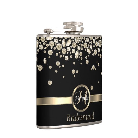 Monogram Golden Diamond - Bridesmaid Heupfles (Rechts)