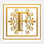 Monogram Golden F Elegant Stickers (Voorkant)