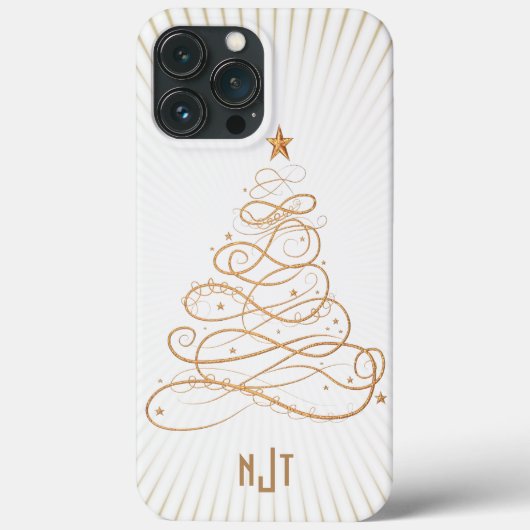 Monogram Golden Filigree kerstboom Case-Mate iPhone Case (Achterkant)