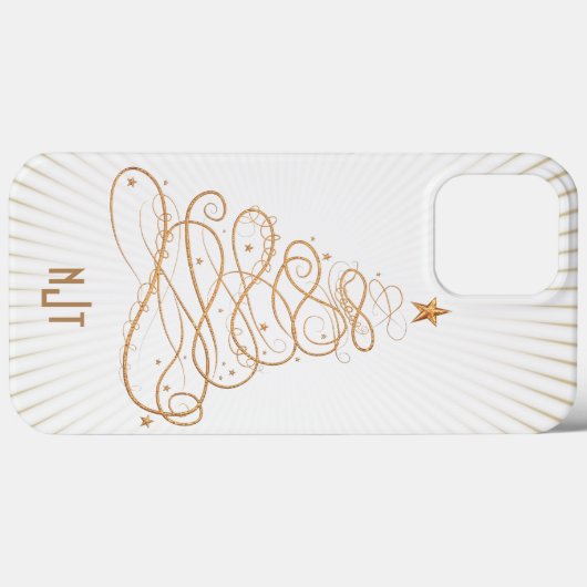 Monogram Golden Filigree kerstboom Case-Mate iPhone Case (Achterkant (horizontaal))