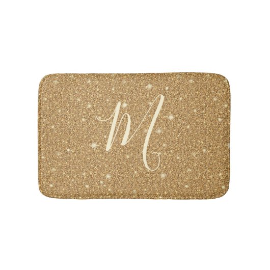 Monogram Golden Glitter Glam Badmat (Voorkant)
