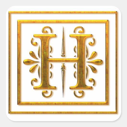 Monogram Golden H Elegant Stickers (Voorkant)