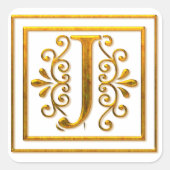 Monogram Golden J Elegant Stickers (Voorkant)