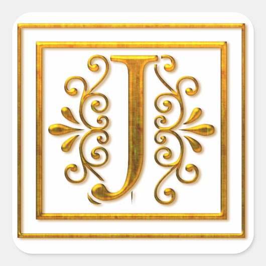 Monogram Golden J Elegant Stickers (Voorkant)